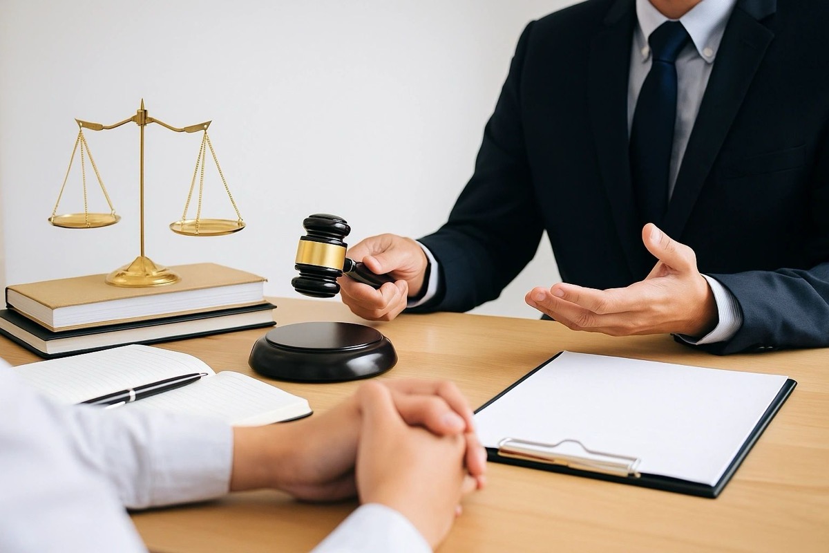 Attorney consulting with a client